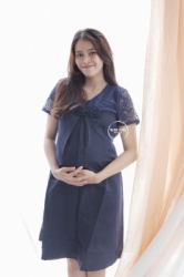 MAMA HAMIL TERLARIS Celine Dress Bahan Adem Baju Hamil Menyusui Brokat Pesta Modis Elegant Pita Atas   DRO 794 6  large